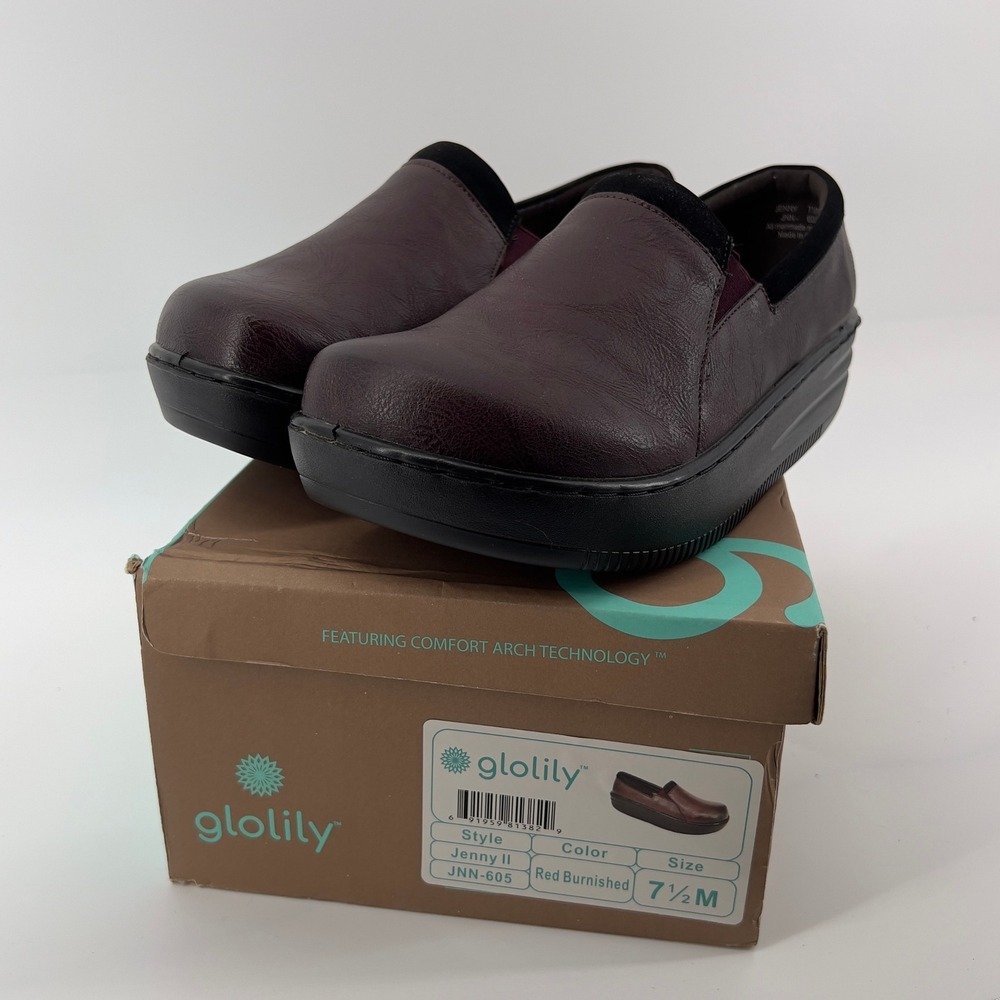 Glolily Women 7.5 Jenny II Comfort Clogs Red Burnished Lightweight‎ Work Shoe